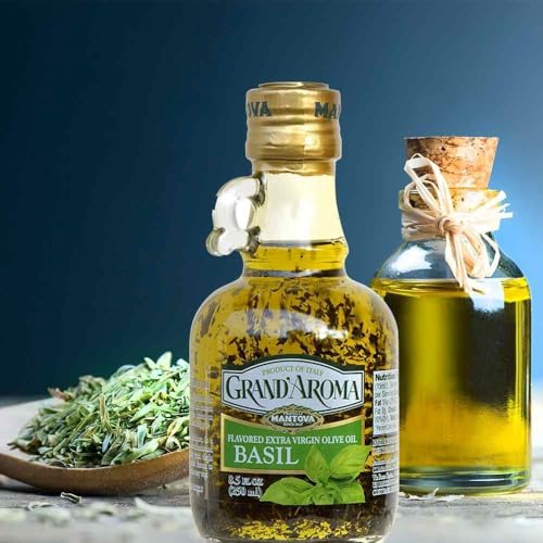 Mantova Grand’Aroma Flavored Extra Virgin Olive Oils, Variety Gift Set, made in Italy, cold-pressed, 100% natural, heart-healthy, for grilling, barbequing, smoking, and cooking, 8.5 oz