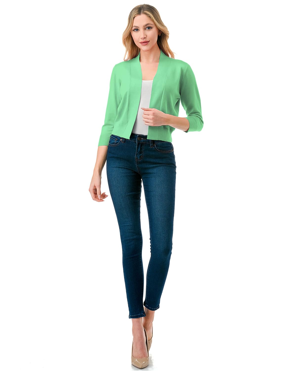 LALABEE Damen-Bolero, klassisch, 3/4-Ärmel, vorne offen, kurz, Cardigan, Shrugs für Kleider (S~XXL)