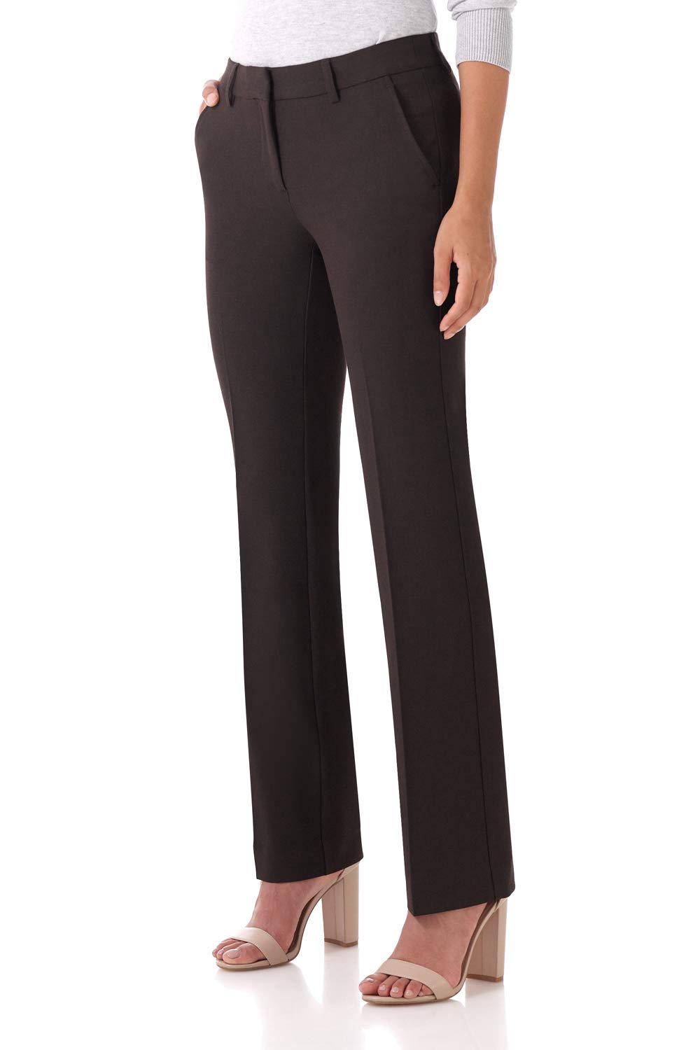 Rekucci Smart Stretch-Hose für Damen vom Schreibtisch bis zum Abendessen mit geradem Bein und Reißverschluss