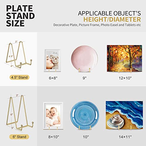 Livelab Plate Stands for Display, 3 Pack 6 Inch Picture Stand Black Iron Easel Decorative Plate Holder Display Stand, Metal Photo Frame Stand for Pictures, Decorative Dish, Book, Tabletop Art
