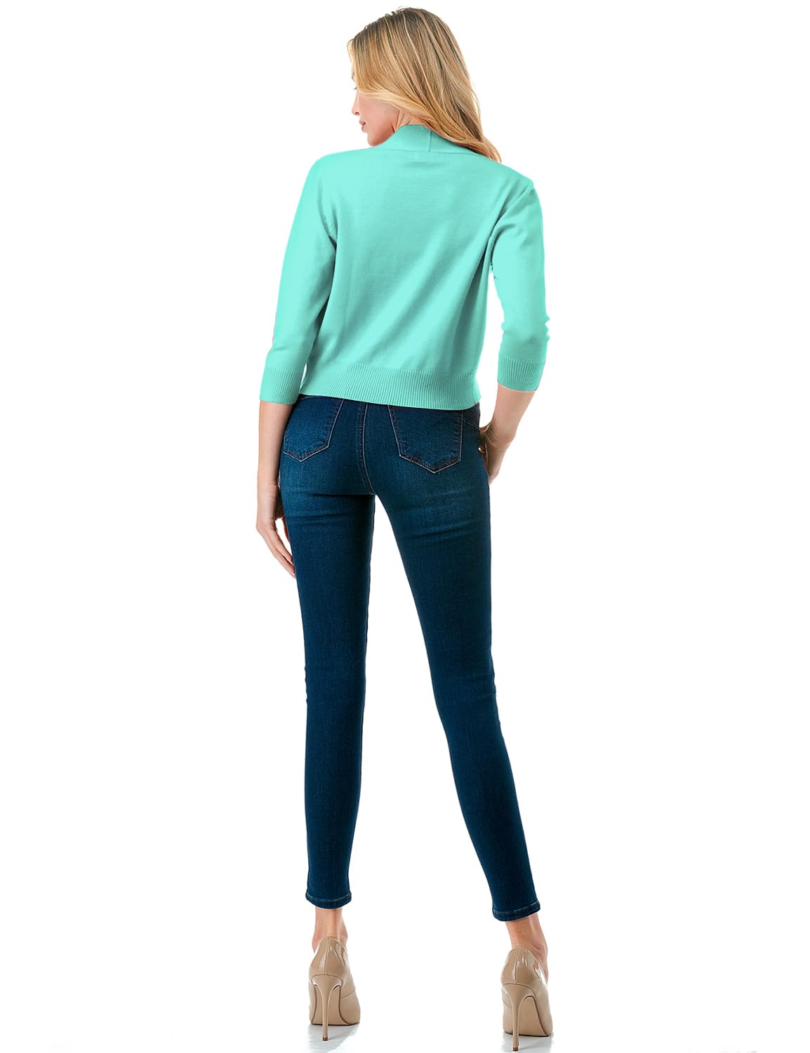 LALABEE Damen-Bolero, klassisch, 3/4-Ärmel, vorne offen, kurz, Cardigan, Shrugs für Kleider (S~XXL)