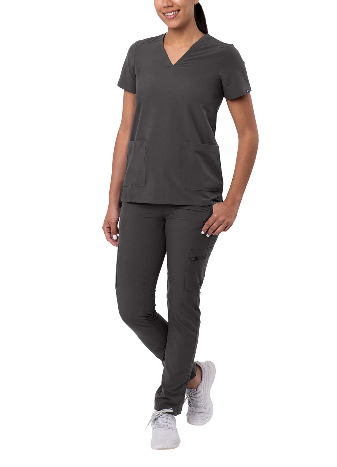 Ensemble de gommage Adar Addition Go-Basic pour femme - Haut de gommage slim à col en V et pantalon de gommage cargo skinny