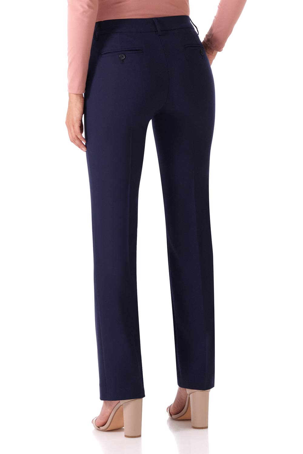 Rekucci Smart Stretch-Hose für Damen vom Schreibtisch bis zum Abendessen mit geradem Bein und Reißverschluss