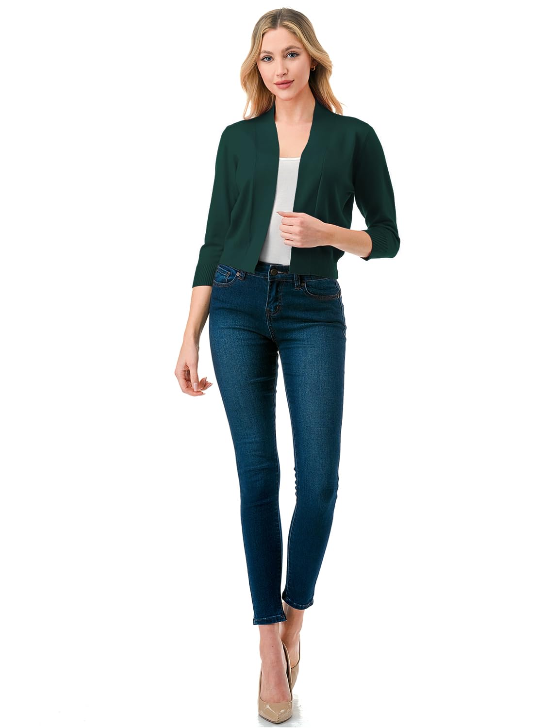 LALABEE Damen-Bolero, klassisch, 3/4-Ärmel, vorne offen, kurz, Cardigan, Shrugs für Kleider (S~XXL)