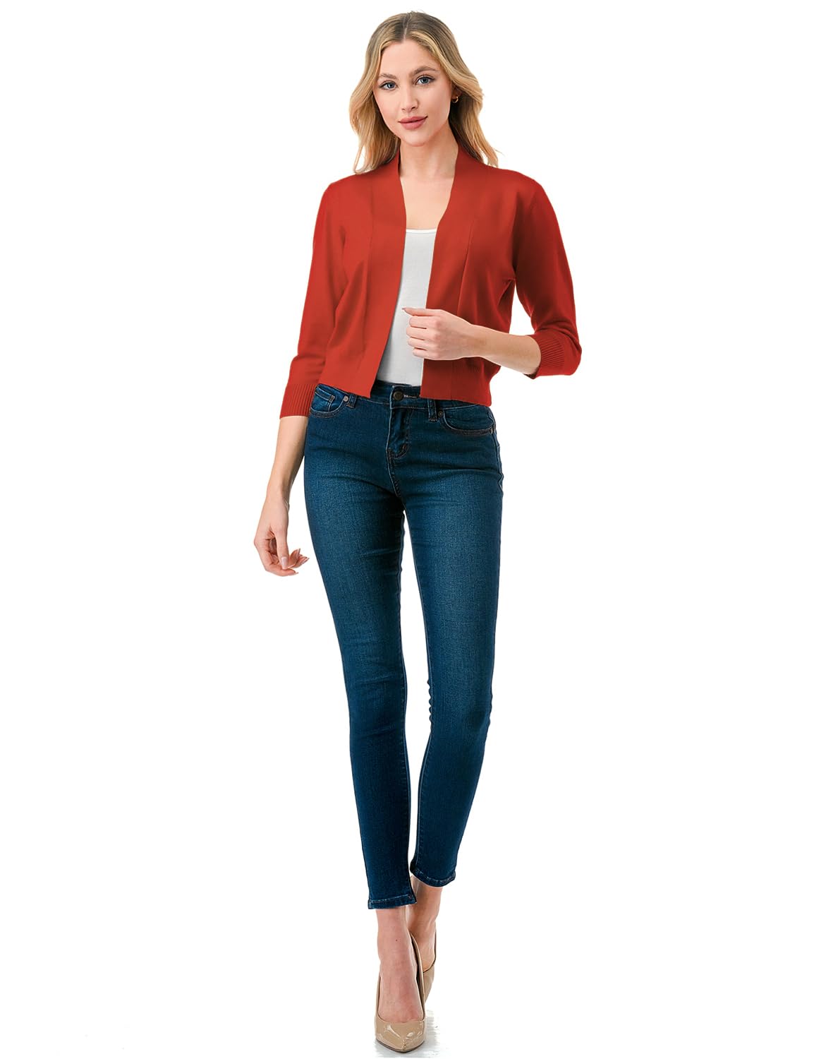 LALABEE Damen-Bolero, klassisch, 3/4-Ärmel, vorne offen, kurz, Cardigan, Shrugs für Kleider (S~XXL)