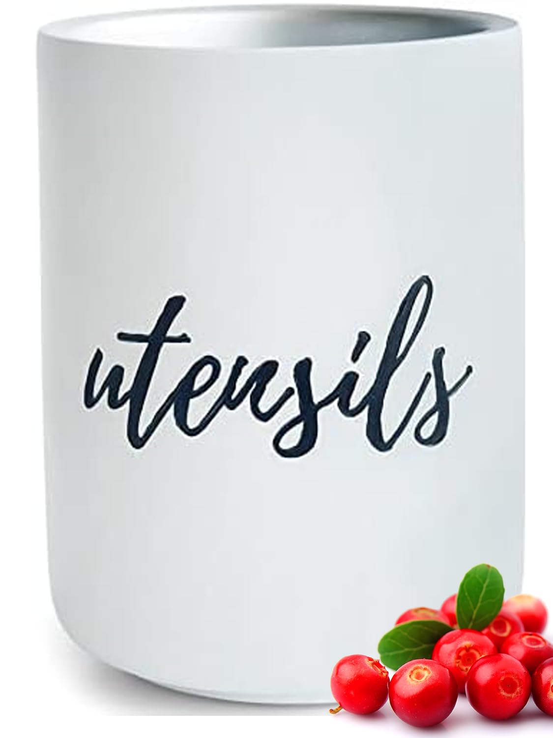 Ensemble d'ustensiles de cuisine en bois – Ensemble de 8 pièces comprenant des ustensiles de cuisine en bois et en or, un porte-ustensiles blanc et un repose-cuillère en bois – Ustensiles de cuisine durables et élégants pour cuisiner et servir