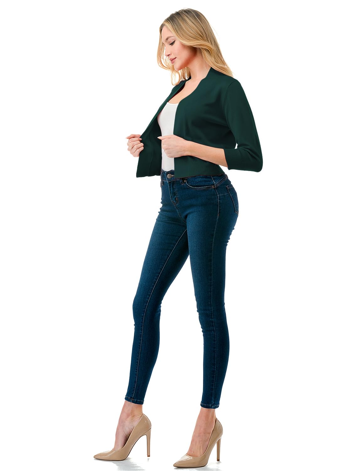 LALABEE Damen-Bolero, klassisch, 3/4-Ärmel, vorne offen, kurz, Cardigan, Shrugs für Kleider (S~XXL)