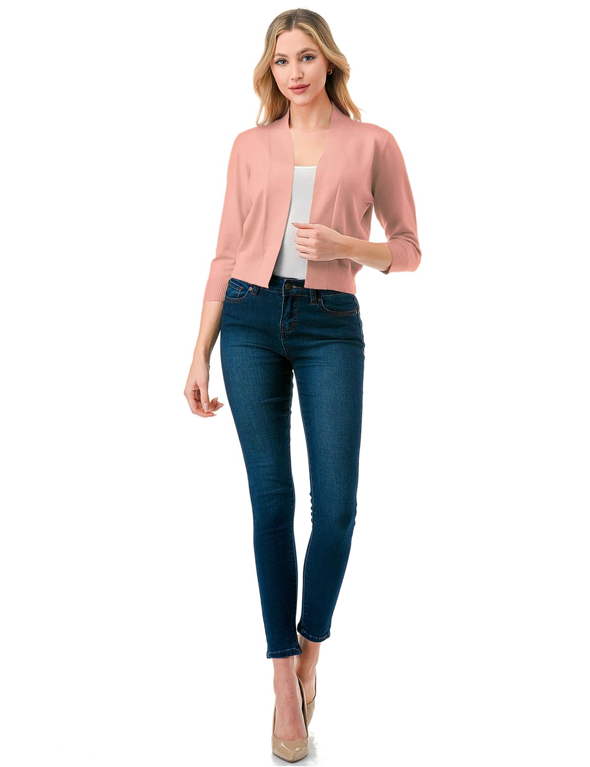 LALABEE Damen-Bolero, klassisch, 3/4-Ärmel, vorne offen, kurz, Cardigan, Shrugs für Kleider (S~XXL)