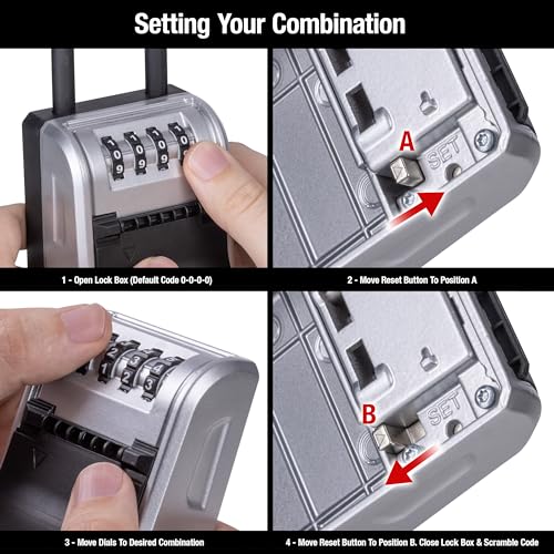 Master Lock Key Lock Box, Outdoor Lock Box for House Keys, Key Safe with Combination Lock, 5 Key Capacity, 5400EC, Black