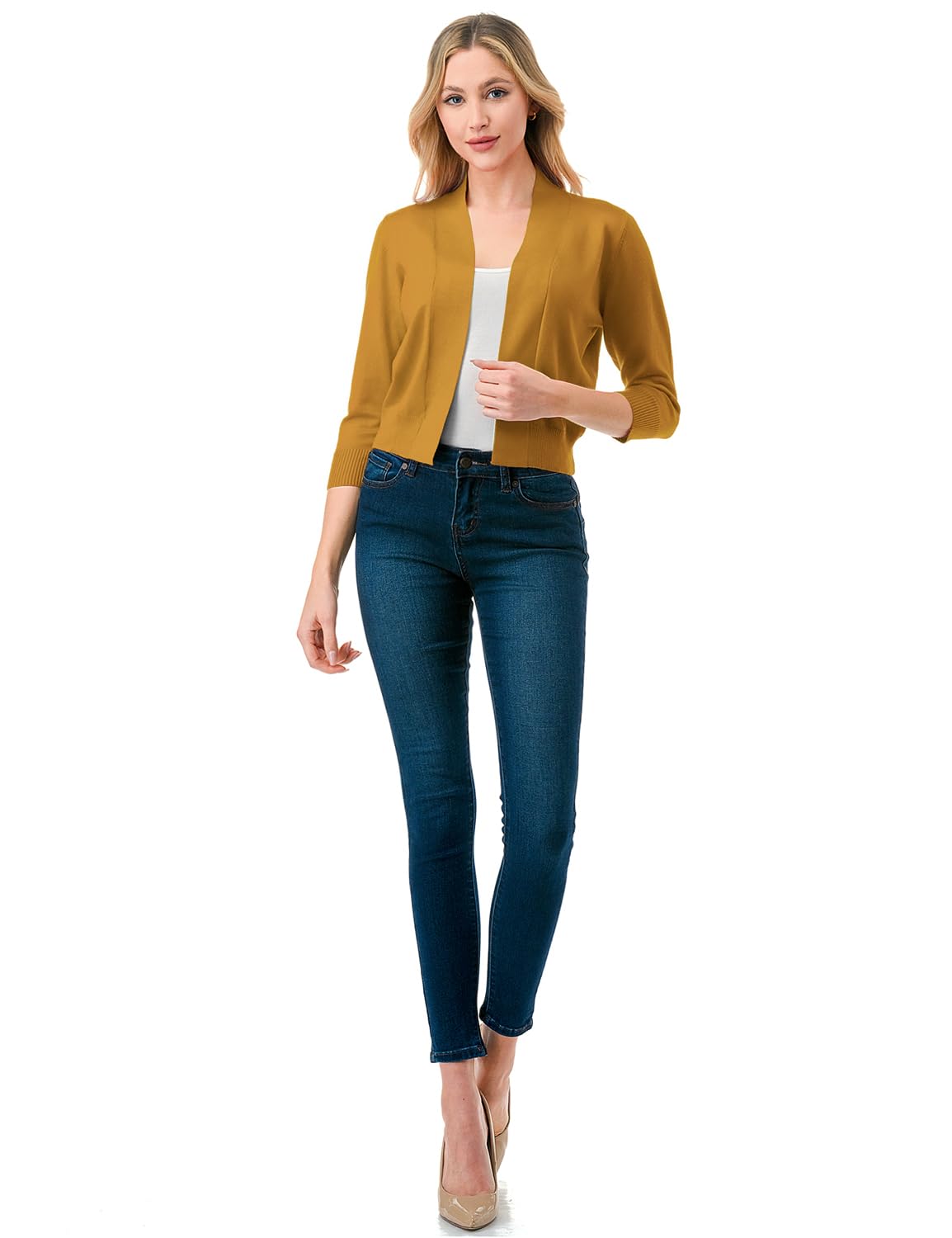 LALABEE Damen-Bolero, klassisch, 3/4-Ärmel, vorne offen, kurz, Cardigan, Shrugs für Kleider (S~XXL)