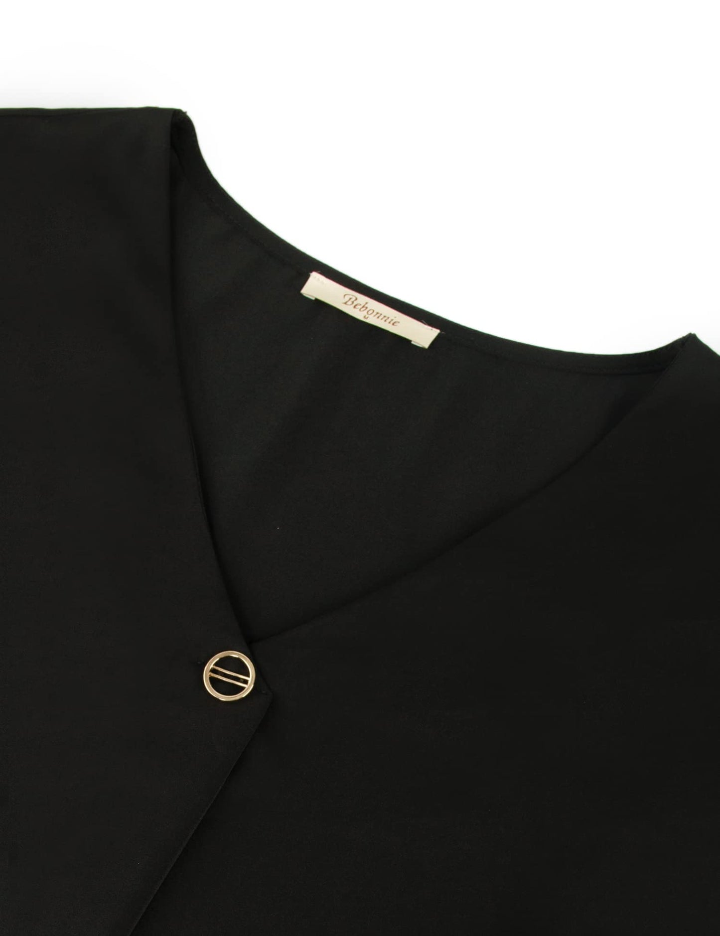Bebonnie Damen Chiffonbluse mit Laternenmuster, 3/4-Ärmel, lässig, locker, V-Ausschnitt