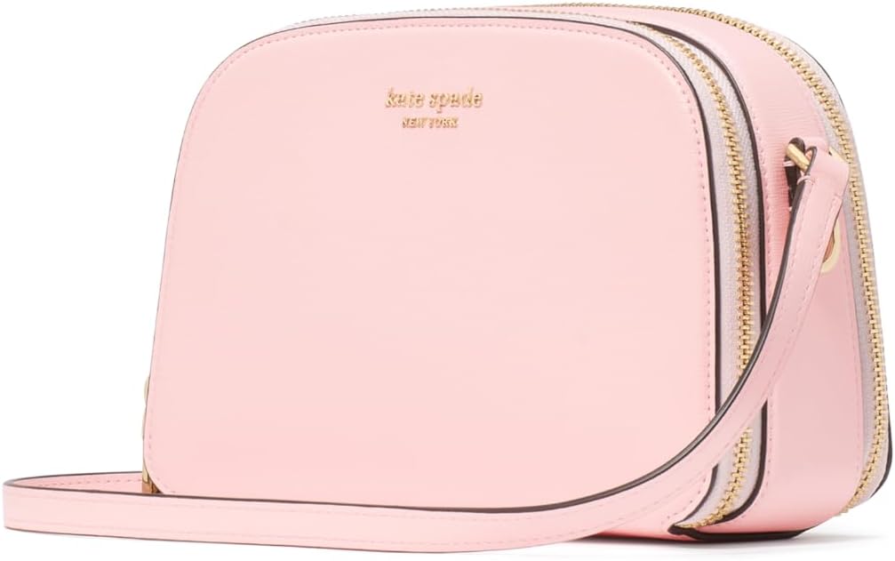 kate spade new york Devin Saffiano Leather Double Zip Dome Crossbody, Pastry Pink