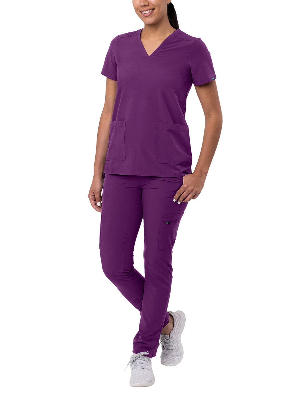 Ensemble de gommage Adar Addition Go-Basic pour femme - Haut de gommage slim à col en V et pantalon de gommage cargo skinny