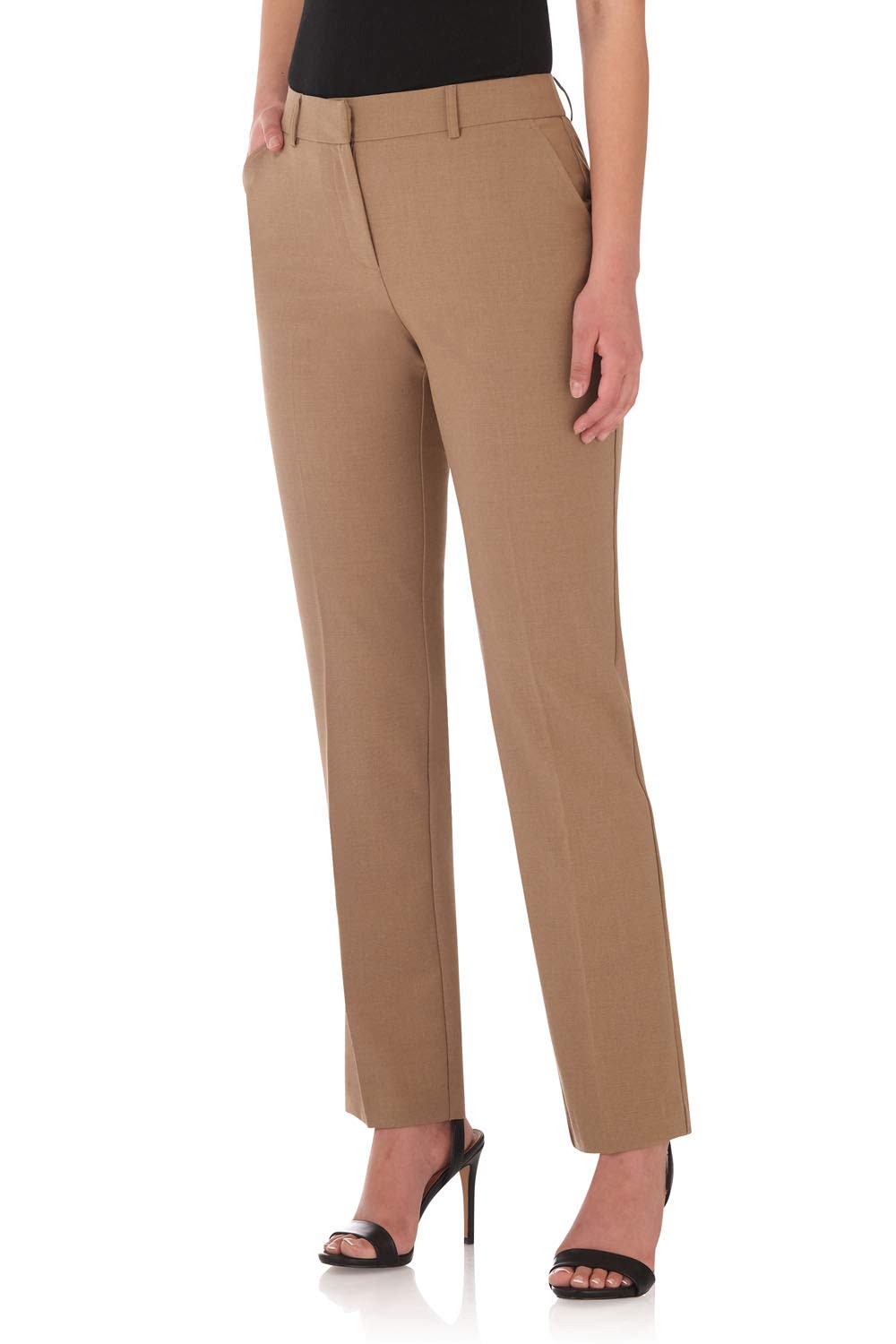 Rekucci Smart Stretch-Hose für Damen vom Schreibtisch bis zum Abendessen mit geradem Bein und Reißverschluss