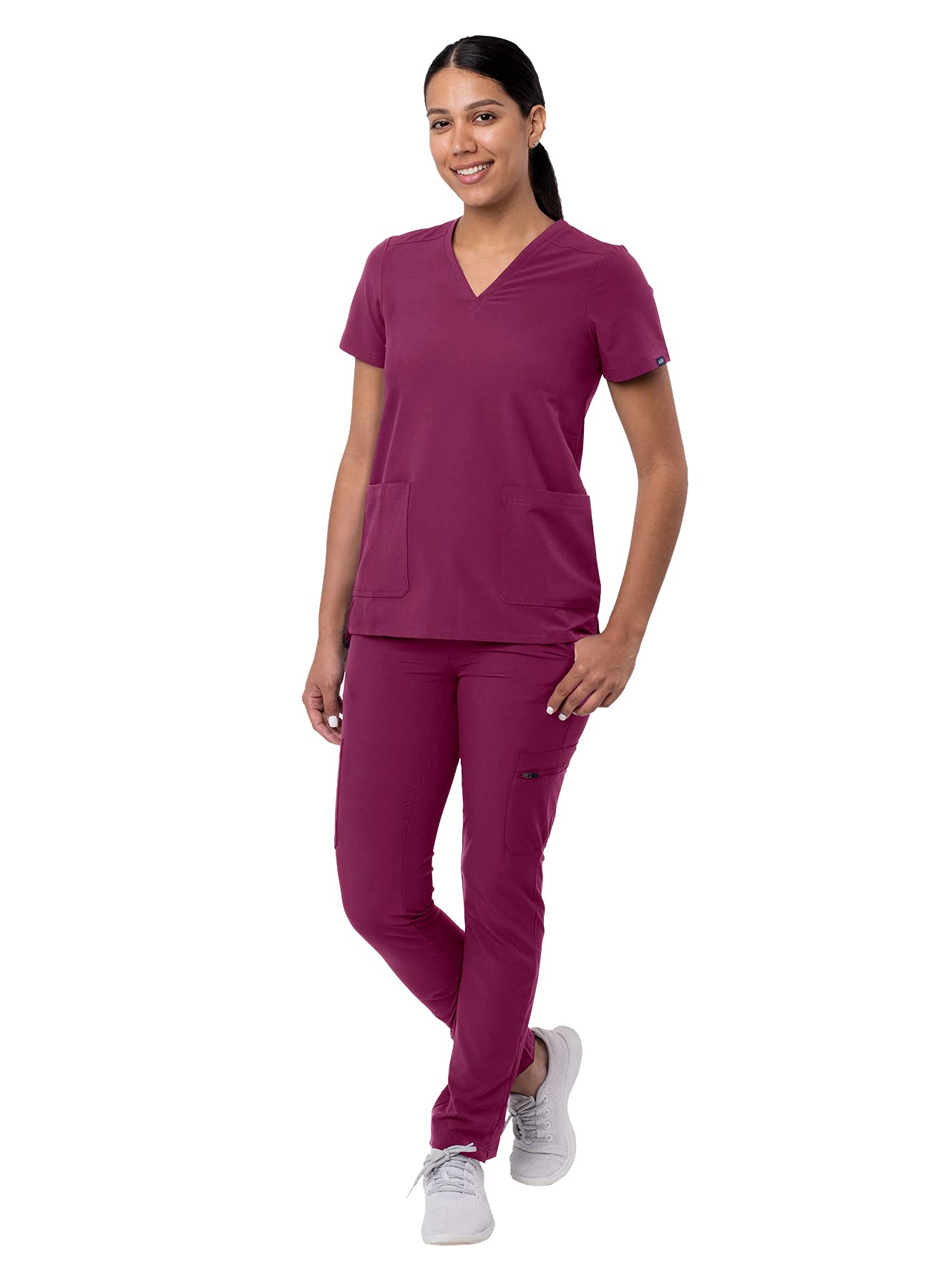 Ensemble de gommage Adar Addition Go-Basic pour femme - Haut de gommage slim à col en V et pantalon de gommage cargo skinny