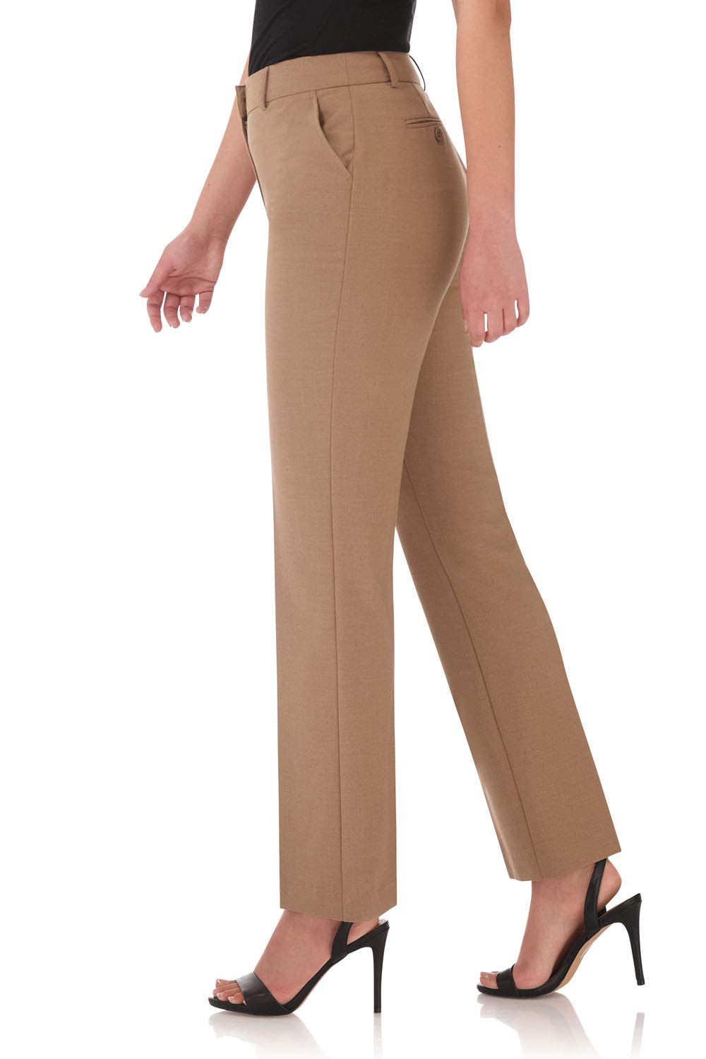 Rekucci Smart Stretch-Hose für Damen vom Schreibtisch bis zum Abendessen mit geradem Bein und Reißverschluss