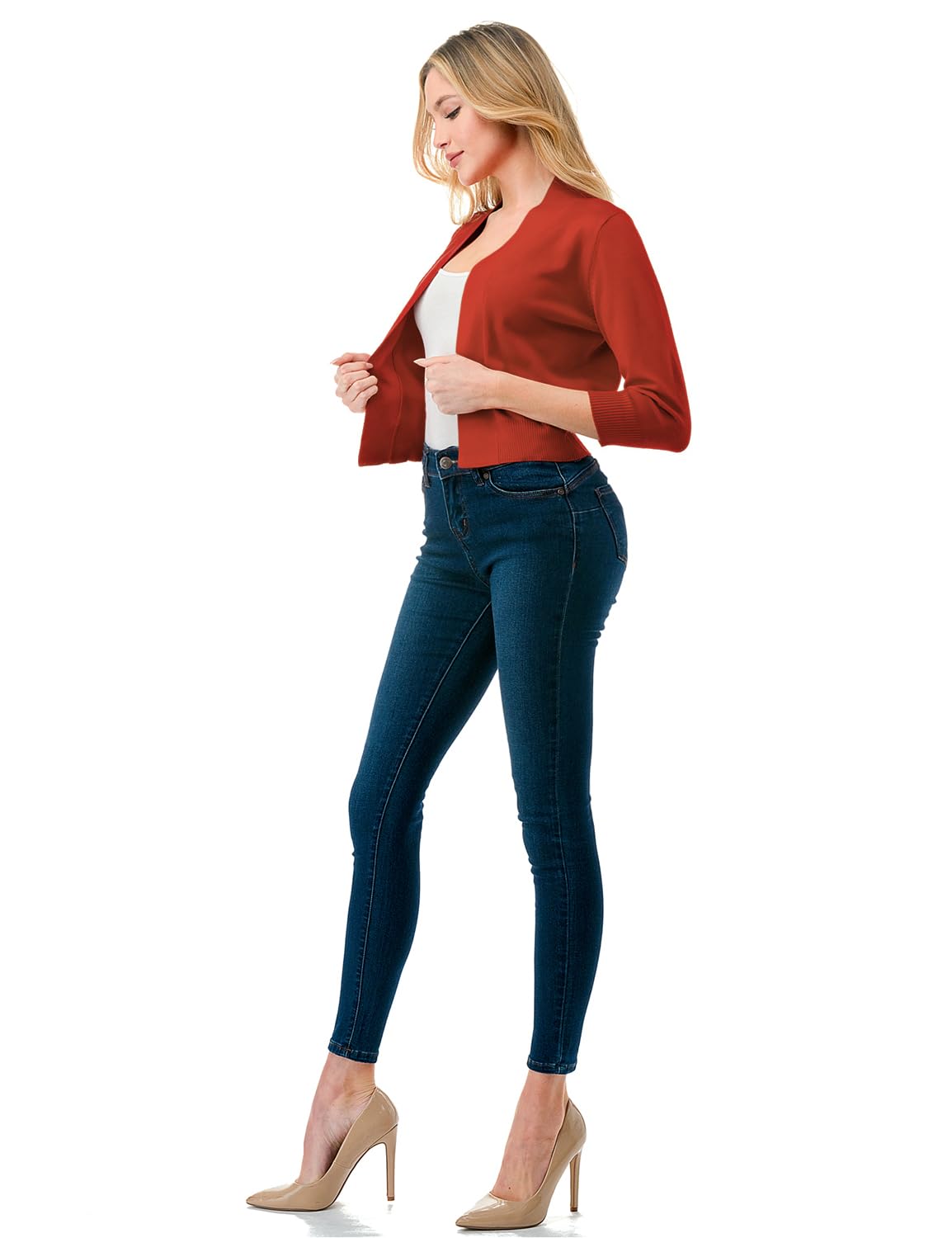LALABEE Damen-Bolero, klassisch, 3/4-Ärmel, vorne offen, kurz, Cardigan, Shrugs für Kleider (S~XXL)
