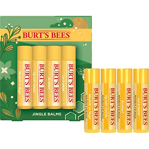 Lip Balm - Beeswax, Strawberry, Coconut and Pear, and Vanilla Bean, With Responsibly Sourced Beeswax, Tint-Free, Natural Origin Lip Treatment, 4 Tubes, 0.15 oz.