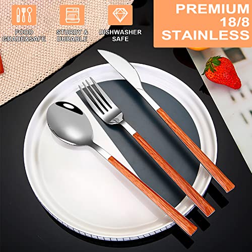 Portable Travel Utensils Set, 18/8 Stainless Steel 3 PCS Cutlery Set Including Knife Fork and Spoon, Reusable Travel Silverware Set with Case for Lunch Box Camping School Office