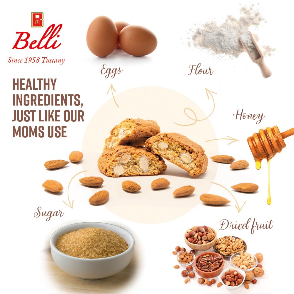 Italian Almond Biscotti | Made in Tuscany, Italy | Belli Traditional Semi Soft Biscuits