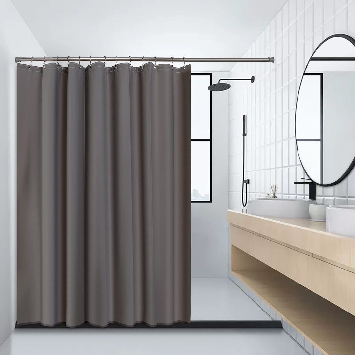 Shower Curtain Hooks Rings, TENOVEL Double Sided Shower Hooks Rust Proof for Bathroom Shower Rods Curtain, Durable Stainless Steel Bathroom Shower Curtain Hangers, Bronze, Set of 12