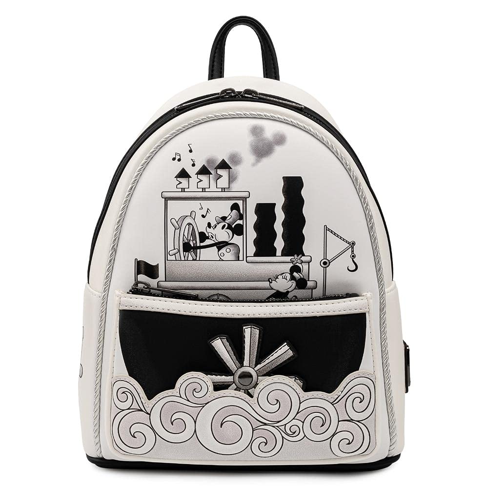 Sac à main à bandoulière double pour femme Loungefly Disney Mickey Steamboat Willie Music Cruise