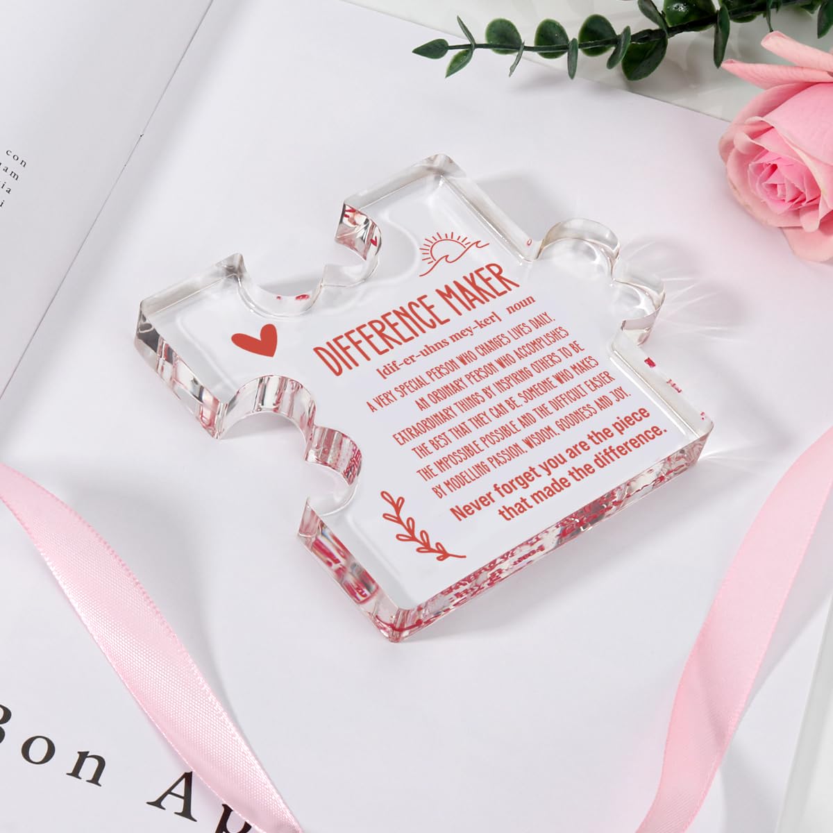 A heartfelt thank-you gift that says it all—beautifully printed on a clear 4.7 x 4.3 inch acrylic sign. Stylish, lightweight, and ready to display on any desk, shelf, or tabletop. Each piece is gift-ready and designed to leave a lasting impression.