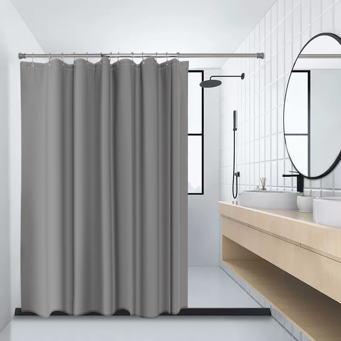 Shower Curtain Hooks Rings, TENOVEL Double Sided Shower Hooks Rust Proof for Bathroom Shower Rods Curtain, Durable Stainless Steel Bathroom Shower Curtain Hangers, Bronze, Set of 12