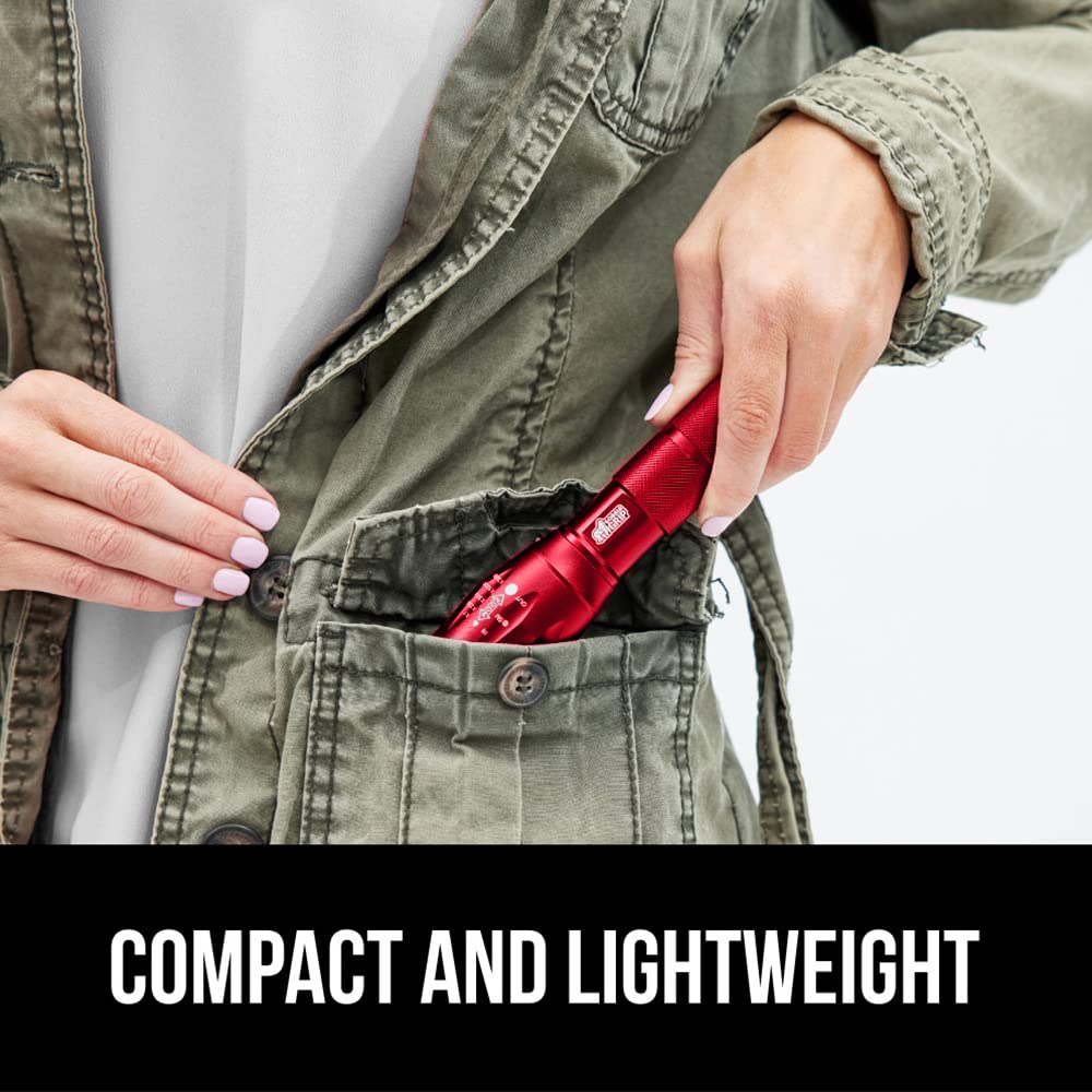 Gorilla Grip Leistungsstarke LED-Taschenlampe, 237 m, wasserfest, 5 einstellbare Modi, taktische Taschenlampe, hohe Lumen, ultrahelle Akku-Zoom-Taschenlampen, kleines Mini-Taschenlampen-Zubehör fürs Campingauto, 2er-Pack, Gold