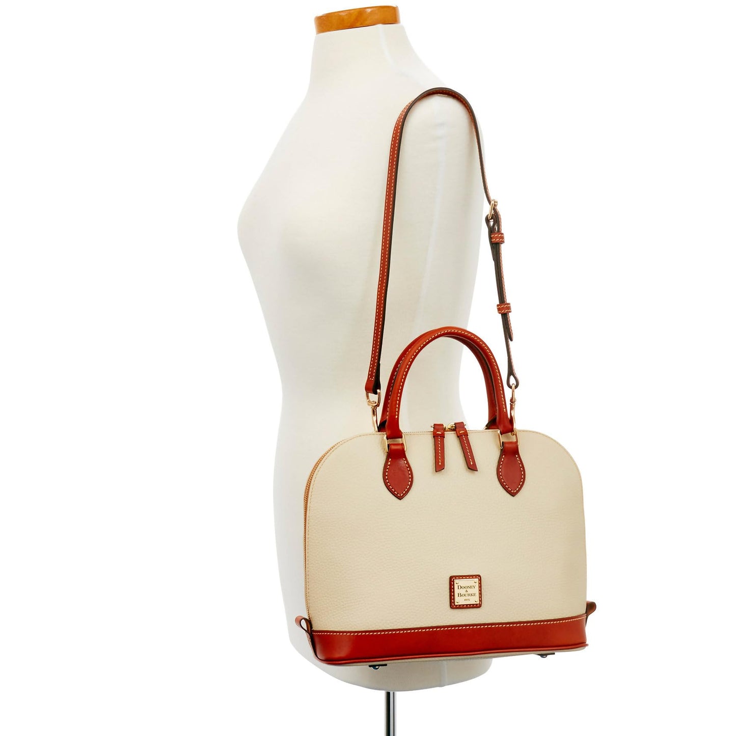 Dooney & Bourke Women's Zip Zip Satchel in Pebble Grain Leather, Large Handbag with Adjustable & Detachable Shoulder Strap