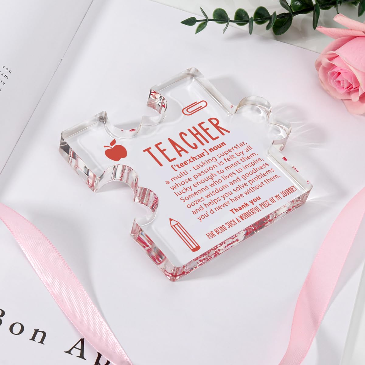 A heartfelt thank-you gift that says it all—beautifully printed on a clear 4.7 x 4.3 inch acrylic sign. Stylish, lightweight, and ready to display on any desk, shelf, or tabletop. Each piece is gift-ready and designed to leave a lasting impression.