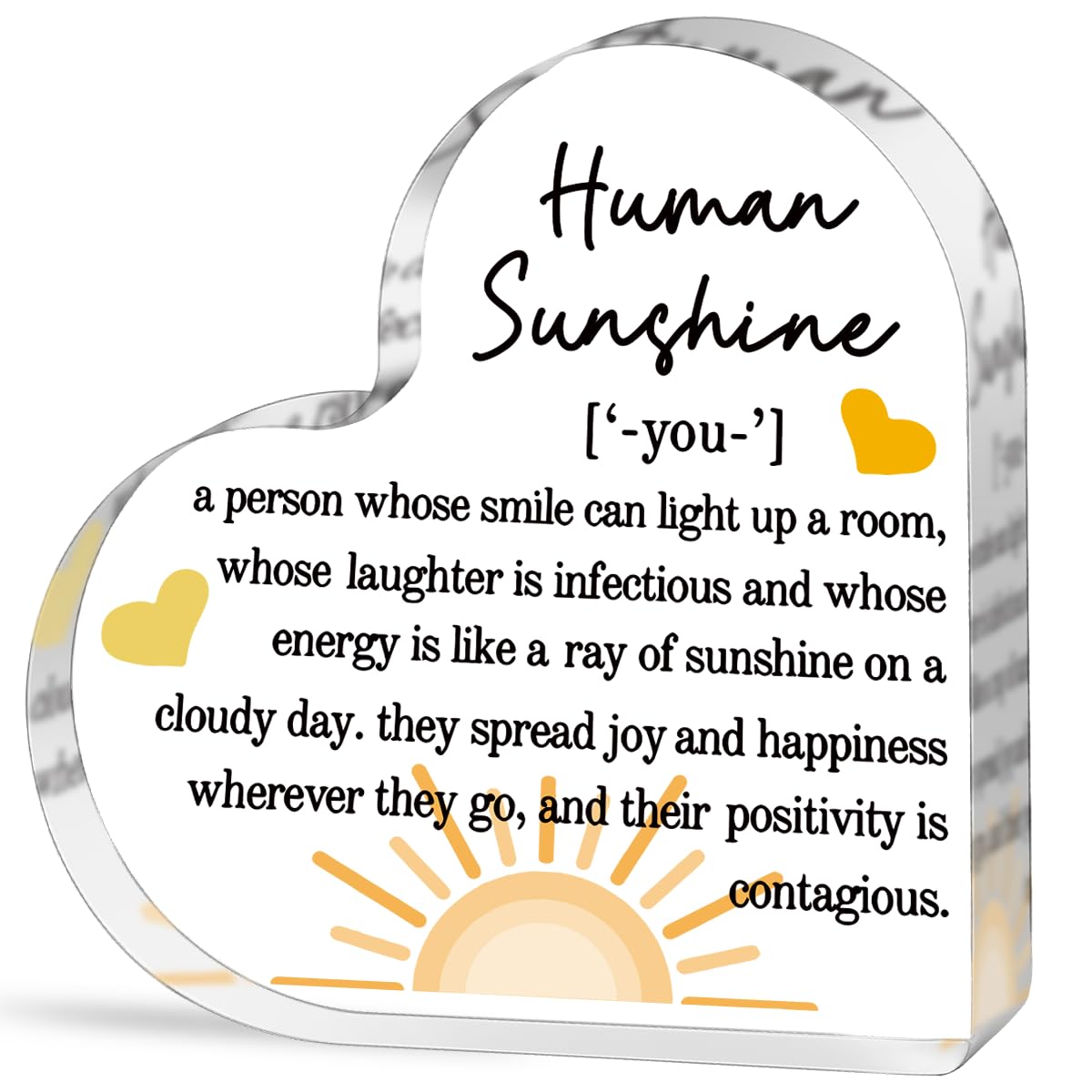 A heartfelt thank-you gift that says it all—beautifully printed on a clear 4.7 x 4.3 inch acrylic sign. Stylish, lightweight, and ready to display on any desk, shelf, or tabletop. Each piece is gift-ready and designed to leave a lasting impression.