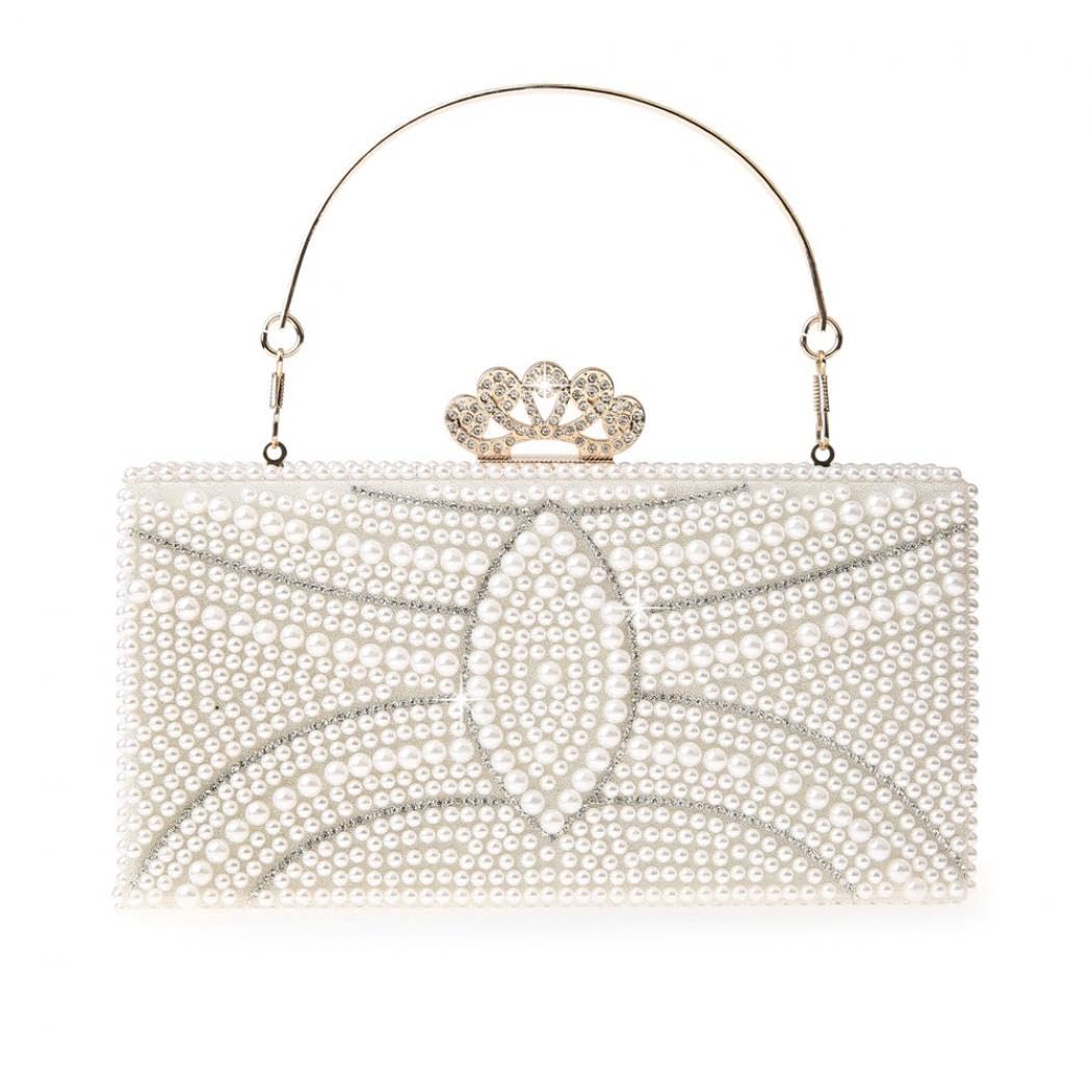 jessie Evening Bags and Clutches, Women's Beaded Evening Handbags Cocktail Prom Bridal Pearl Clutch Purses for Women Wedding