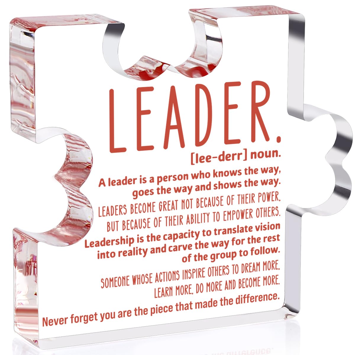A heartfelt thank-you gift that says it all—beautifully printed on a clear 4.7 x 4.3 inch acrylic sign. Stylish, lightweight, and ready to display on any desk, shelf, or tabletop. Each piece is gift-ready and designed to leave a lasting impression.