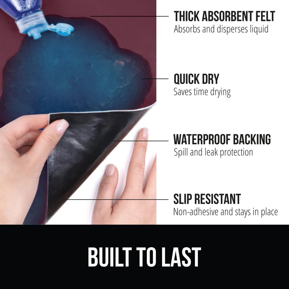 Gorilla Grip LeakGuard, nicht klebende Unterspülmatte für Küchenschränke, 24 x 40, wasserdichte, schnell trocknende Regaleinlage, langlebige, saugfähige Filzmatten für Badezimmerwaschbecken, Schränke, Kommoden, Damast, Taupe-Creme