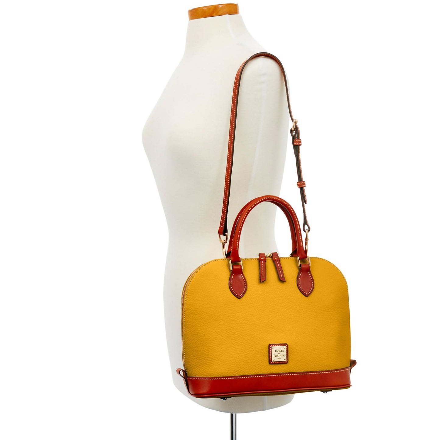 Dooney & Bourke Women's Zip Zip Satchel in Pebble Grain Leather, Large Handbag with Adjustable & Detachable Shoulder Strap