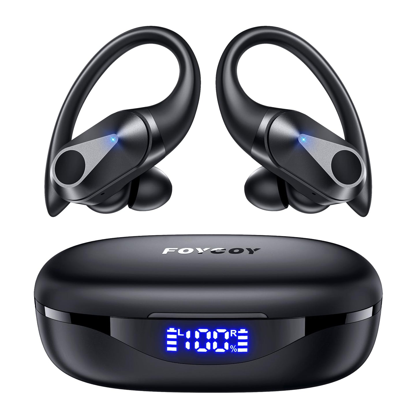 Wireless Earbuds Bluetooth Headphones 90Hrs Playtime Ear Buds IPX7 Waterproof Sports Earphones Wireless Charging Case Over-Ear Earhooks Headest