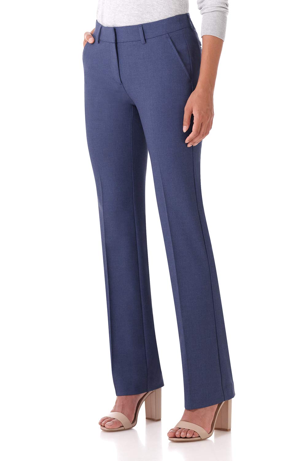 Rekucci Smart Stretch-Hose für Damen vom Schreibtisch bis zum Abendessen mit geradem Bein und Reißverschluss