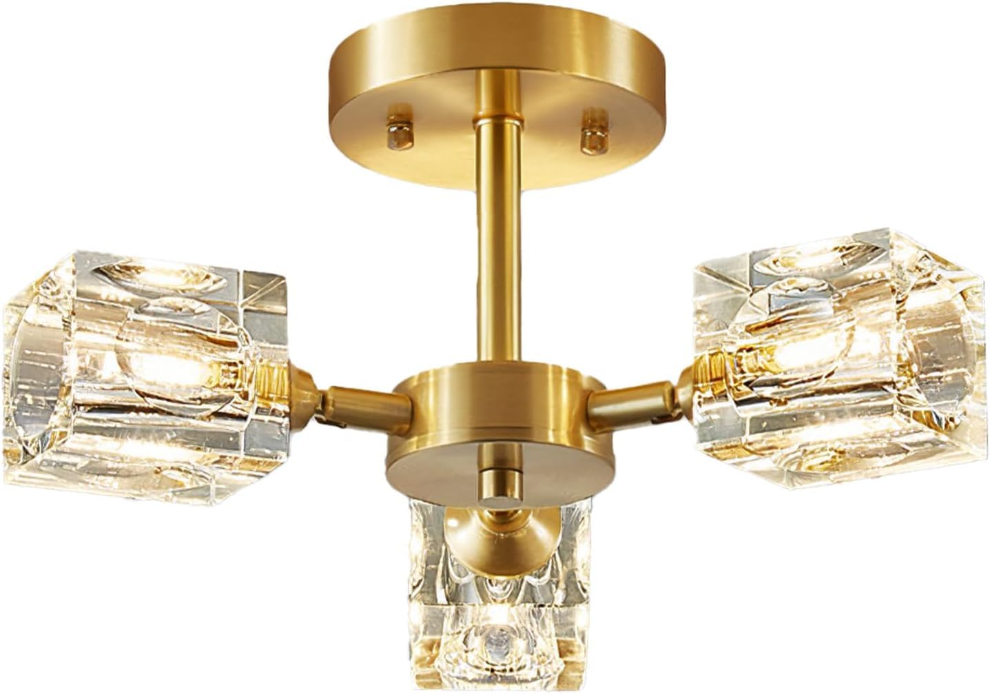 Yunnix Deckenleuchte 6 Lichter Kristall Kronleuchter Deckenleuchte Gold Deckenleuchte Moderne Kronleuchter Licht für Schlafzimmer Küche Flur Badezimmer Eingangsbereich Esszimmer
