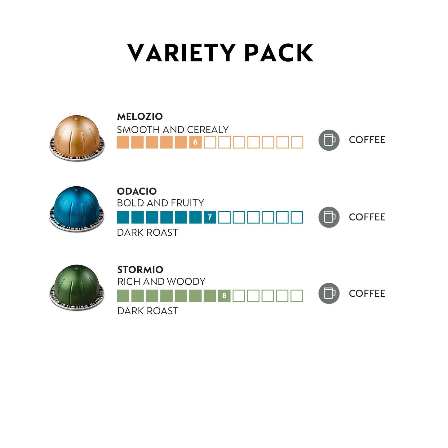 Nespresso-Kapseln Vertuo, Intenso, dunkel gerösteter Kaffee, Kaffeepads à 30 Stück, ergibt 225 ml.