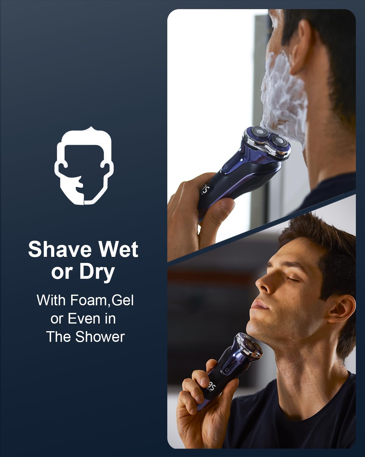 Rechargeable Electric Razor for Men: IPX6 Waterproof Shaver - 1.5H Fast Charge, 4D Flex Precision Blades with Pop-Up Trimmer - Gentle on Sensitive Skin, Perfect for Travel