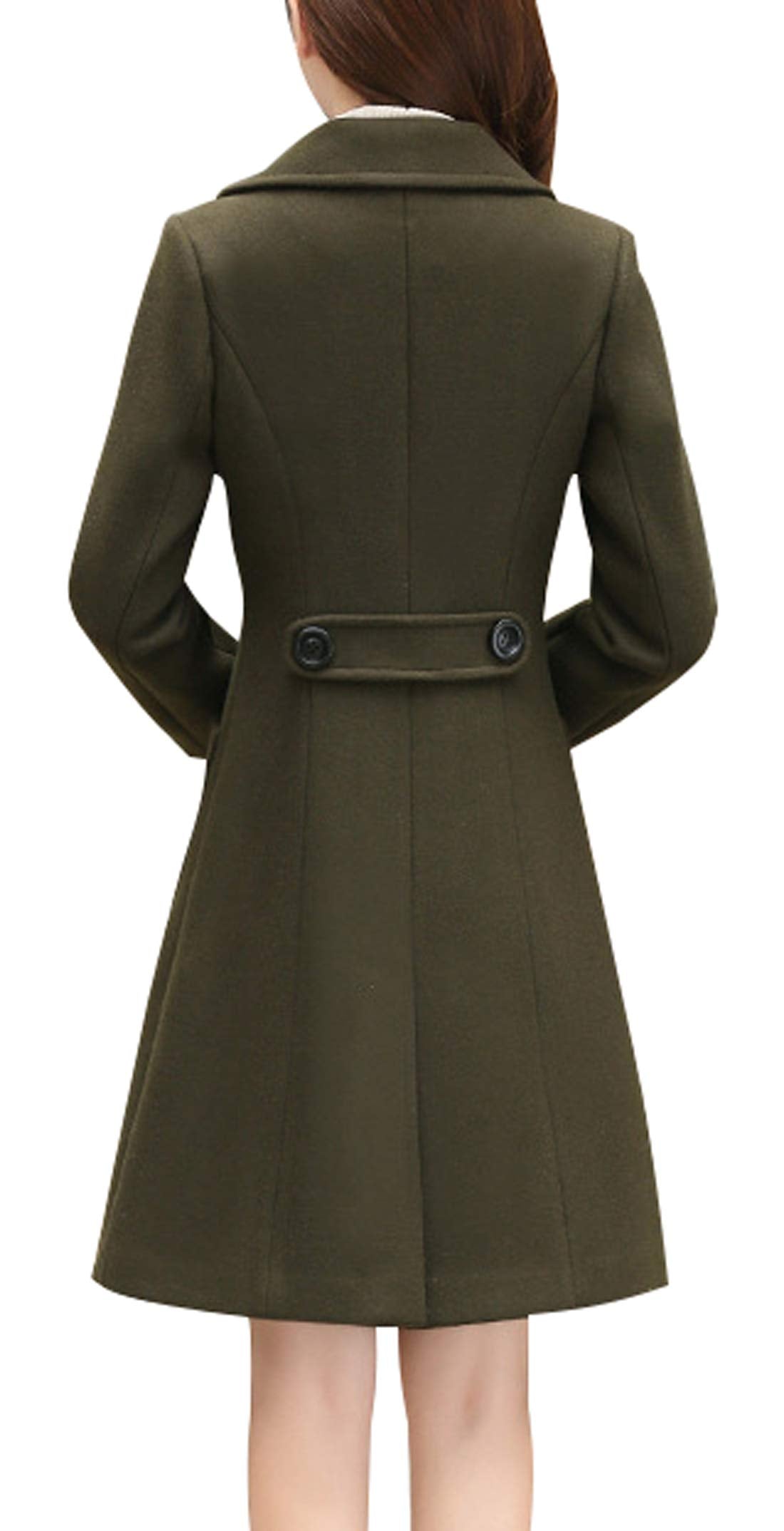 chouyatou Eleganter, zweireihiger Übermantel aus Wollmischung für Damen mit Reverskragen