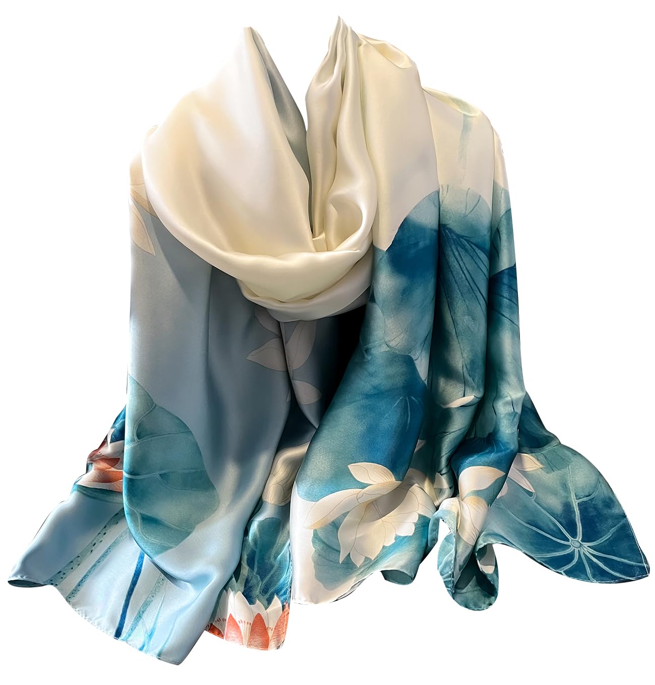 NUWEERIR Damen-Schal, 100 % großer Maulbeerseide, langer Satin-Schal, modischer Designer-Schal, leichte Wickel