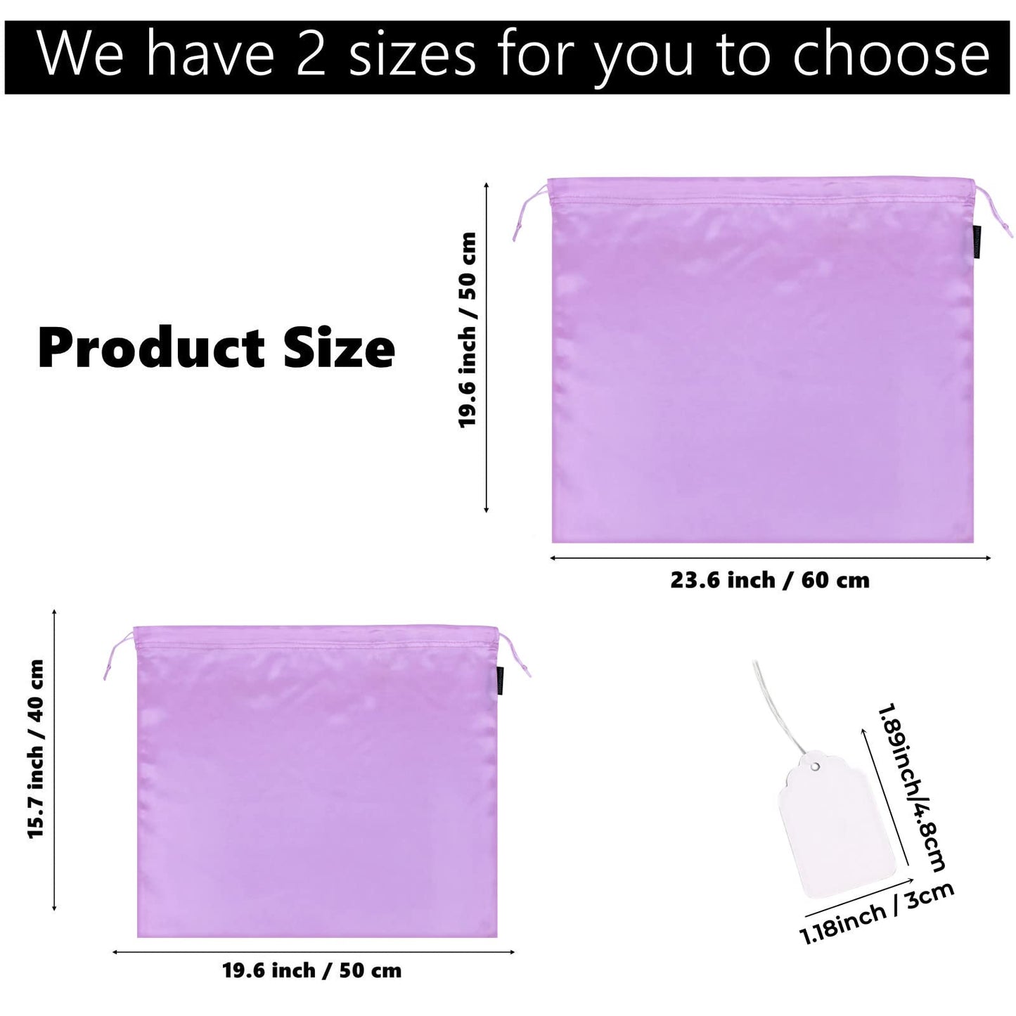 Lot de 6 sacs anti-poussière en soie pour sacs à main, sacs à main, chaussures, bottes, sac à cordon anti-poussière en soie, pochette de rangement de voyage (blanc, 19,6 × 15,7 pouces)