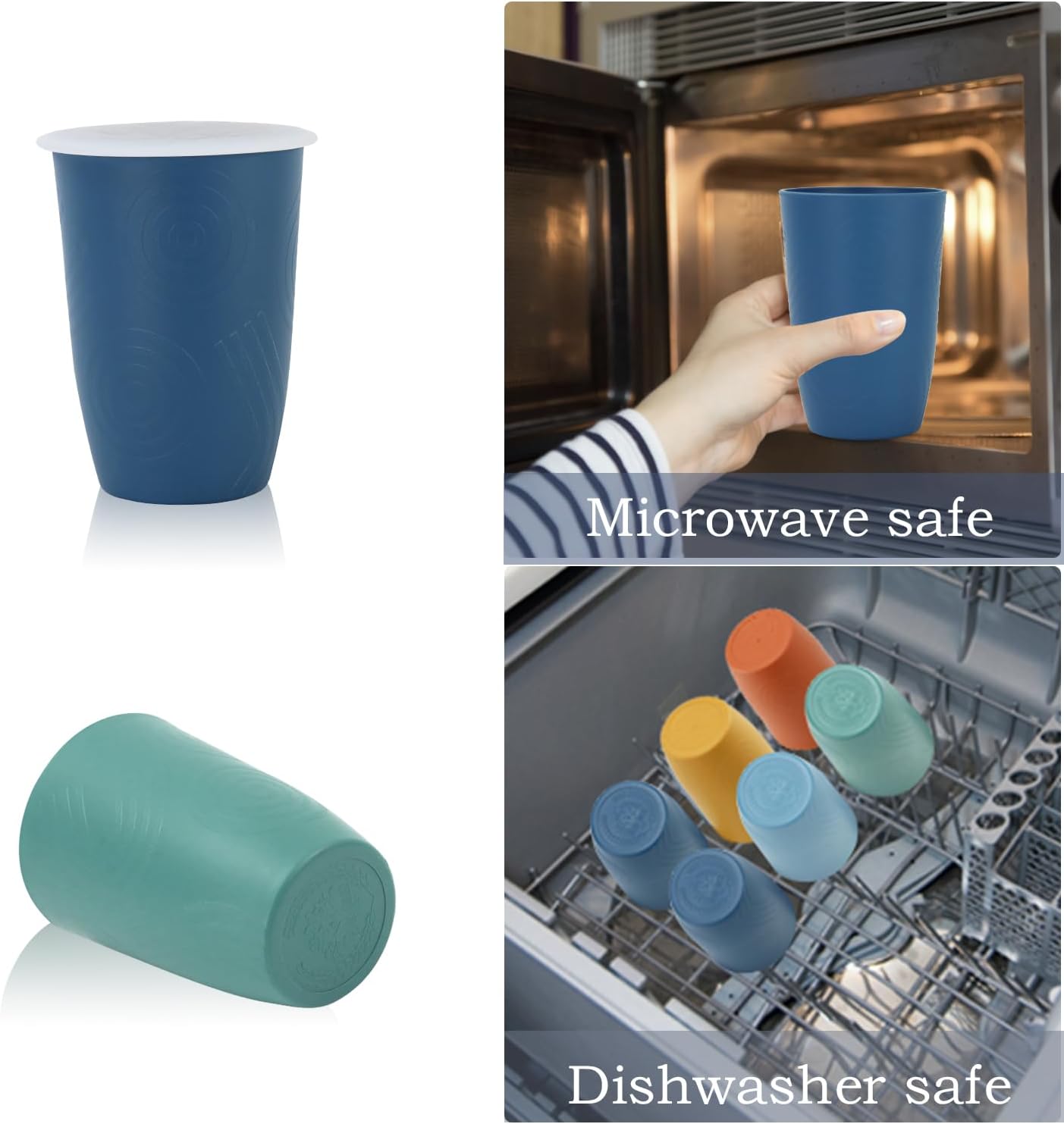 Homienly Becher mit Weizenstrohhalm, Plastikbecher, unzerbrechliche Trinkbecher, wiederverwendbare, spülmaschinenfeste Wassergläser, stapelbare Plastik-Wasserbecher in mehreren Farben (20 OZ, 8 Stück)
