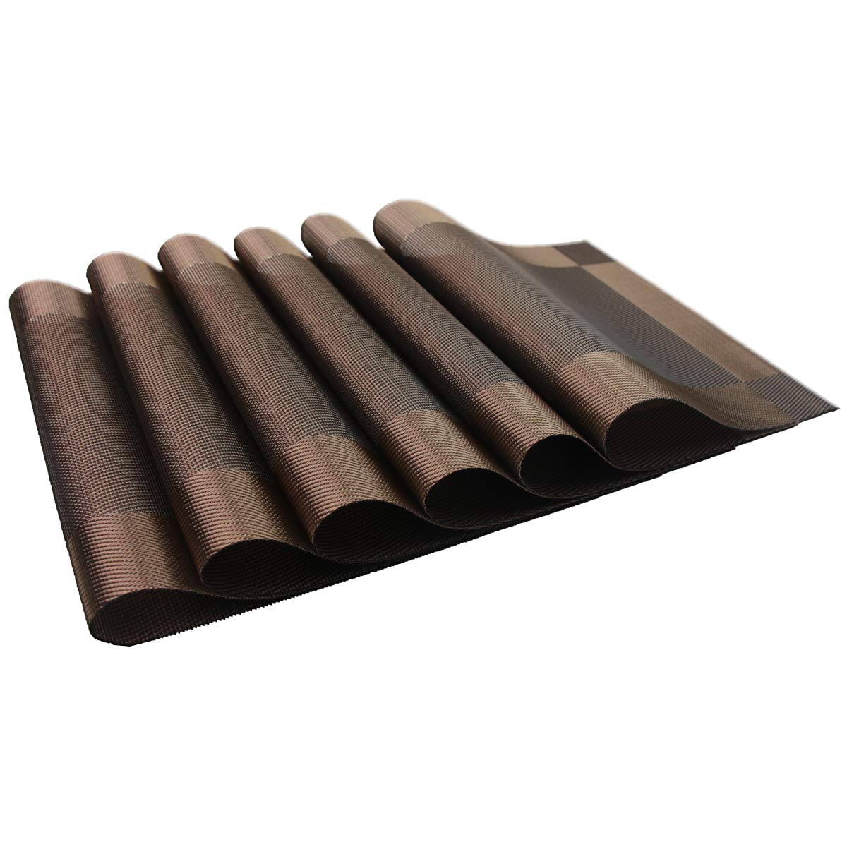 PIGCHCY Keilförmige Tischsets für den Esstisch, kreuzgewebt, waschbares Vinyl-Tischset, hitzebeständig, runde Tischsets, 4er-Set (Silbergrau)