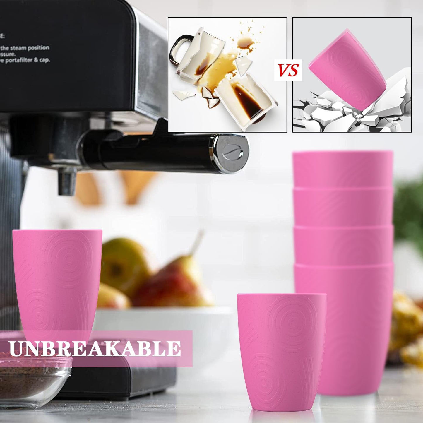 Homienly Becher mit Weizenstrohhalm, Plastikbecher, unzerbrechliche Trinkbecher, wiederverwendbare, spülmaschinenfeste Wassergläser, stapelbare Plastik-Wasserbecher in mehreren Farben (20 OZ, 8 Stück)