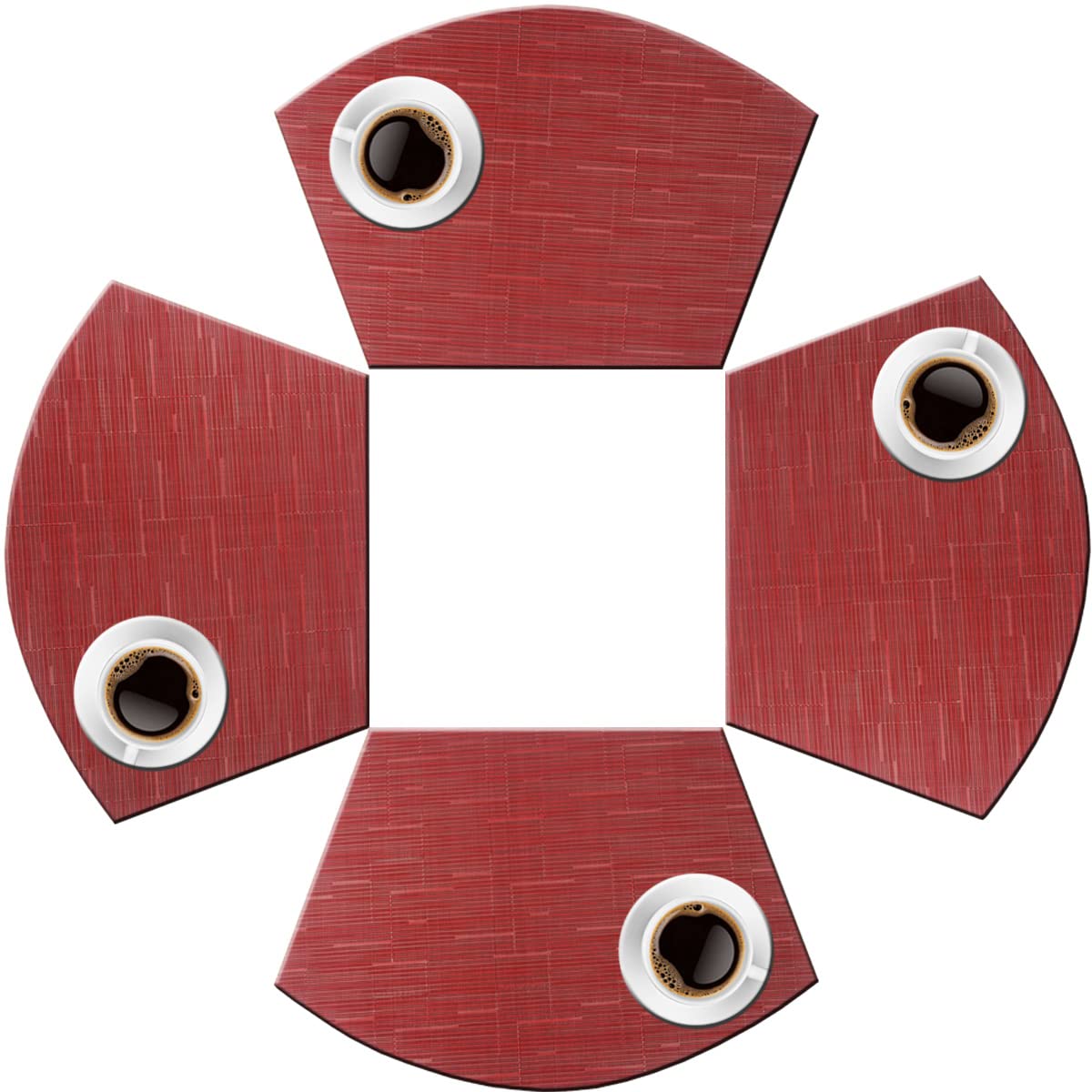 PIGCHCY Keilförmige Tischsets für den Esstisch, kreuzgewebt, waschbares Vinyl-Tischset, hitzebeständig, runde Tischsets, 4er-Set (Silbergrau)