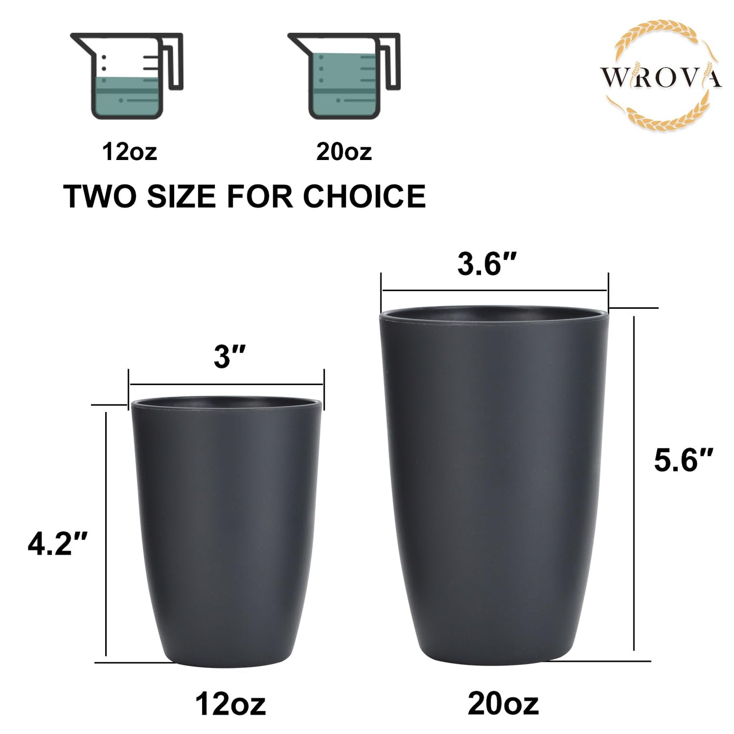 Wheat Straw Cups 8 PCS Good Alternative to Plastic Reusable Cups 20 oz Unbreakable Drinking Cup Reusable Dishwasher Safe Water Plastic Glasses Colorful Series