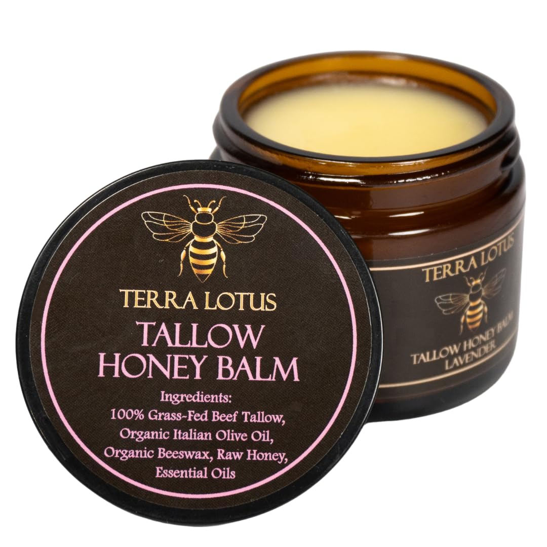 Organic Grass-Fed Beef Tallow Balm with Raw Honey - Moisturizing Cream for Soft, Smooth Skin - Handmade All-Natural Moisturizer (2 Oz, Unscented)